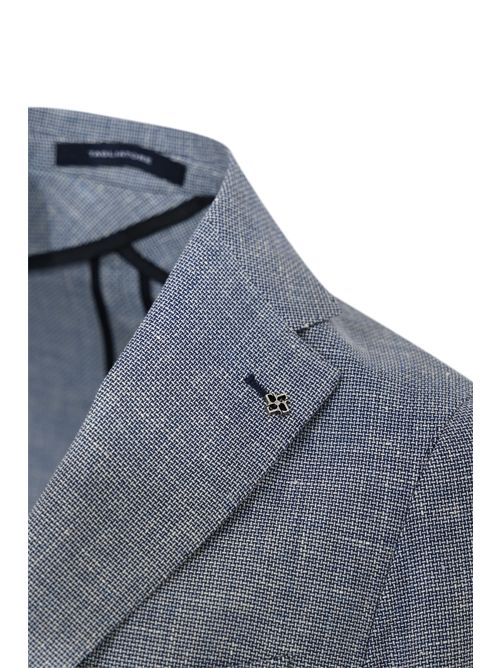 Giacca monopetto in misto lino e cotone Indaco Tagliatore | 1SMC22K 340346 EI974214